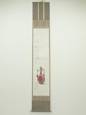 鈴木朱雀筆　赤絵仙盞瓶図　肉筆紙本掛軸